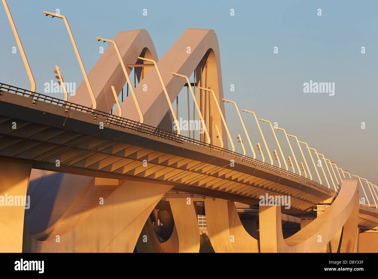 Sheikh Zayed Bridge,  Abu Dhabi, Abu Dhabi, United Arab Emirates. Architect: Zaha Hadid Architects, 2010. Stock Photo