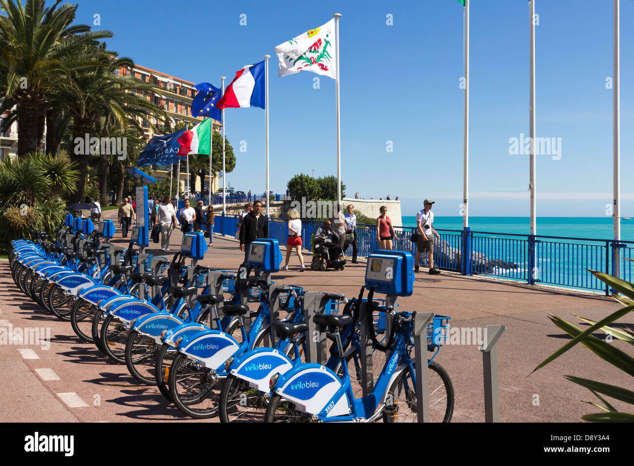 Velo Bleu Rental Bikes at Quai des Etats Promenade Nice Provence France Stock Photo