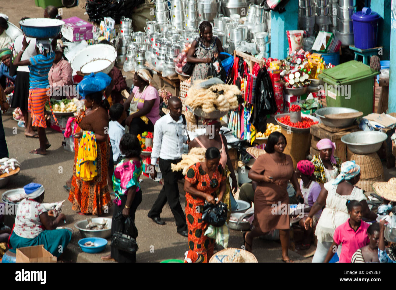 street market scene near makola market, downtown accra, ghana, africa Stock Photo