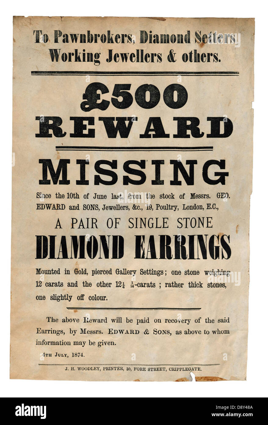 To Pawnbrokers, Diamond Setters, Working Jewellers, & others Stock Photo