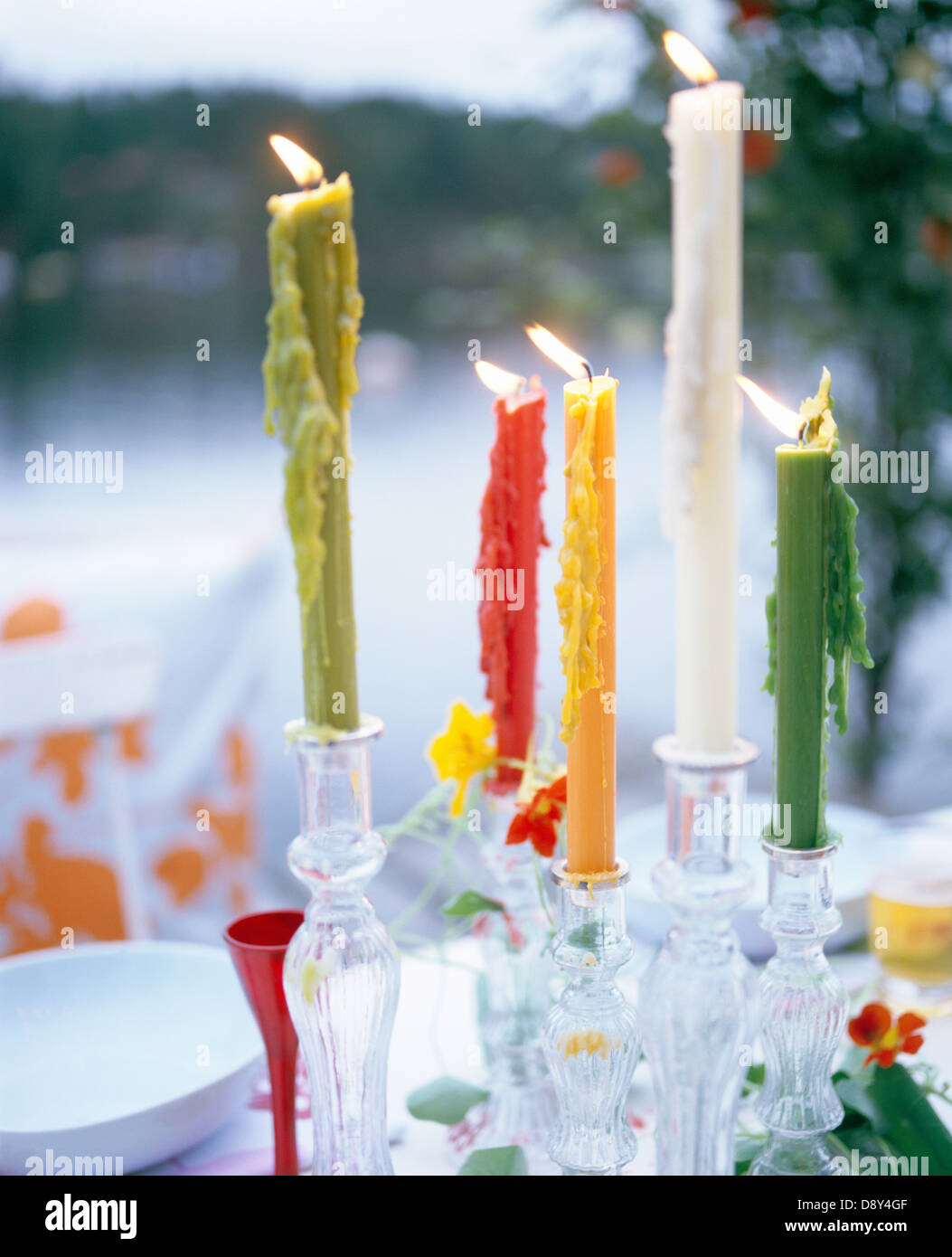 Candles in different colours. Stock Photo