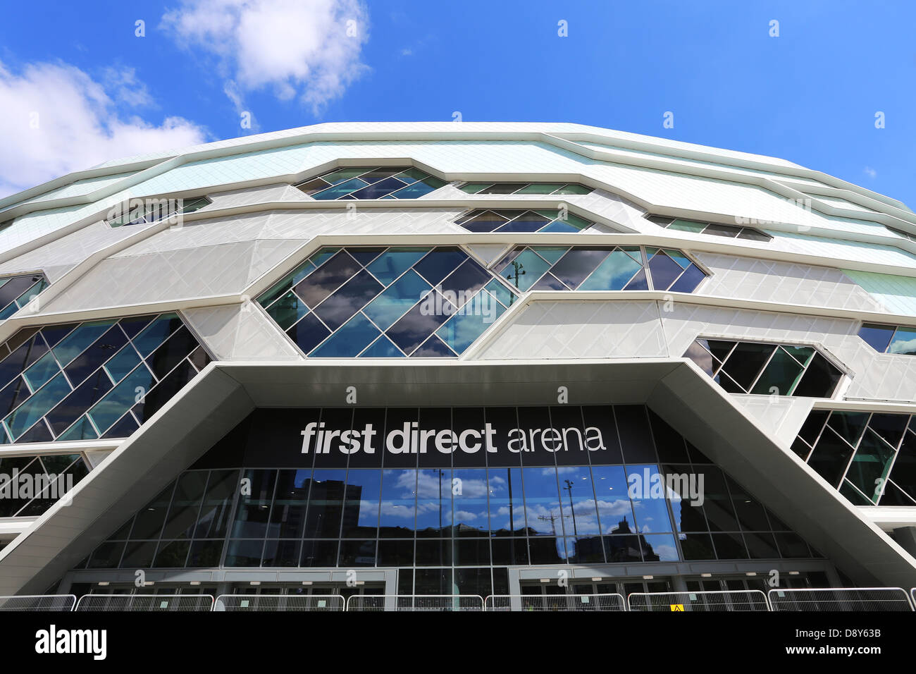 Daytime Exterior shot of First Direct Arena, Leeds. Photograph taken
