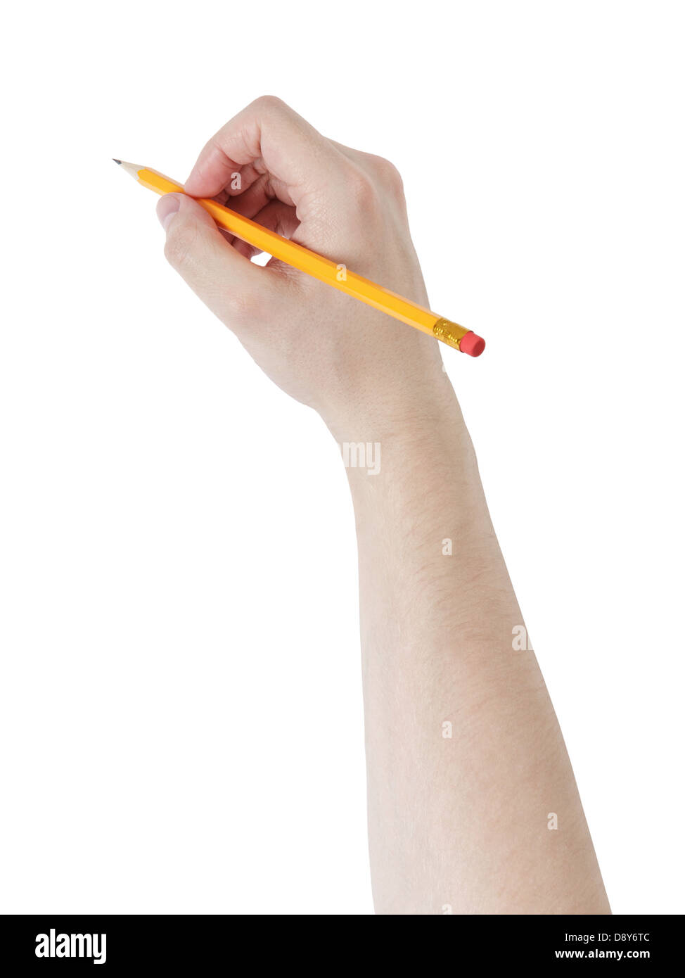 adult man hand write something with pencil, isolated on white Stock ...