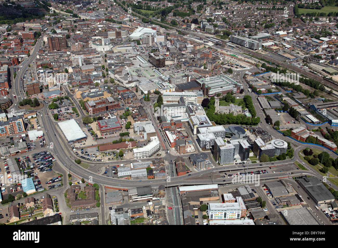 aerial view of Luton town centre Stock Photo