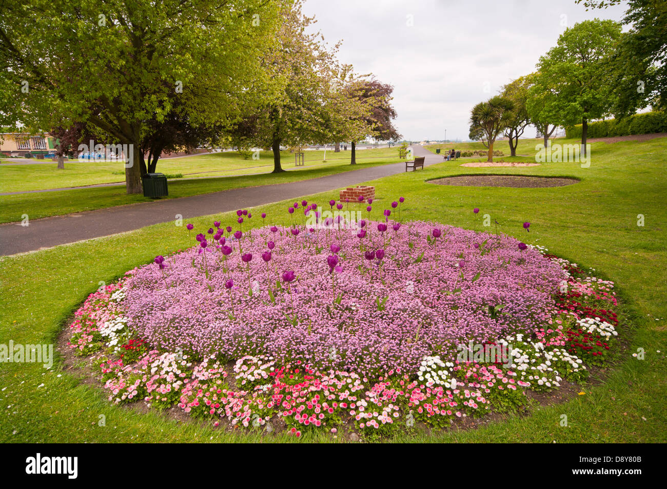 Flower Bed Of Spring Flowers In The Fort Gardens At Gravesend Kent UK Stock Photo Alamy