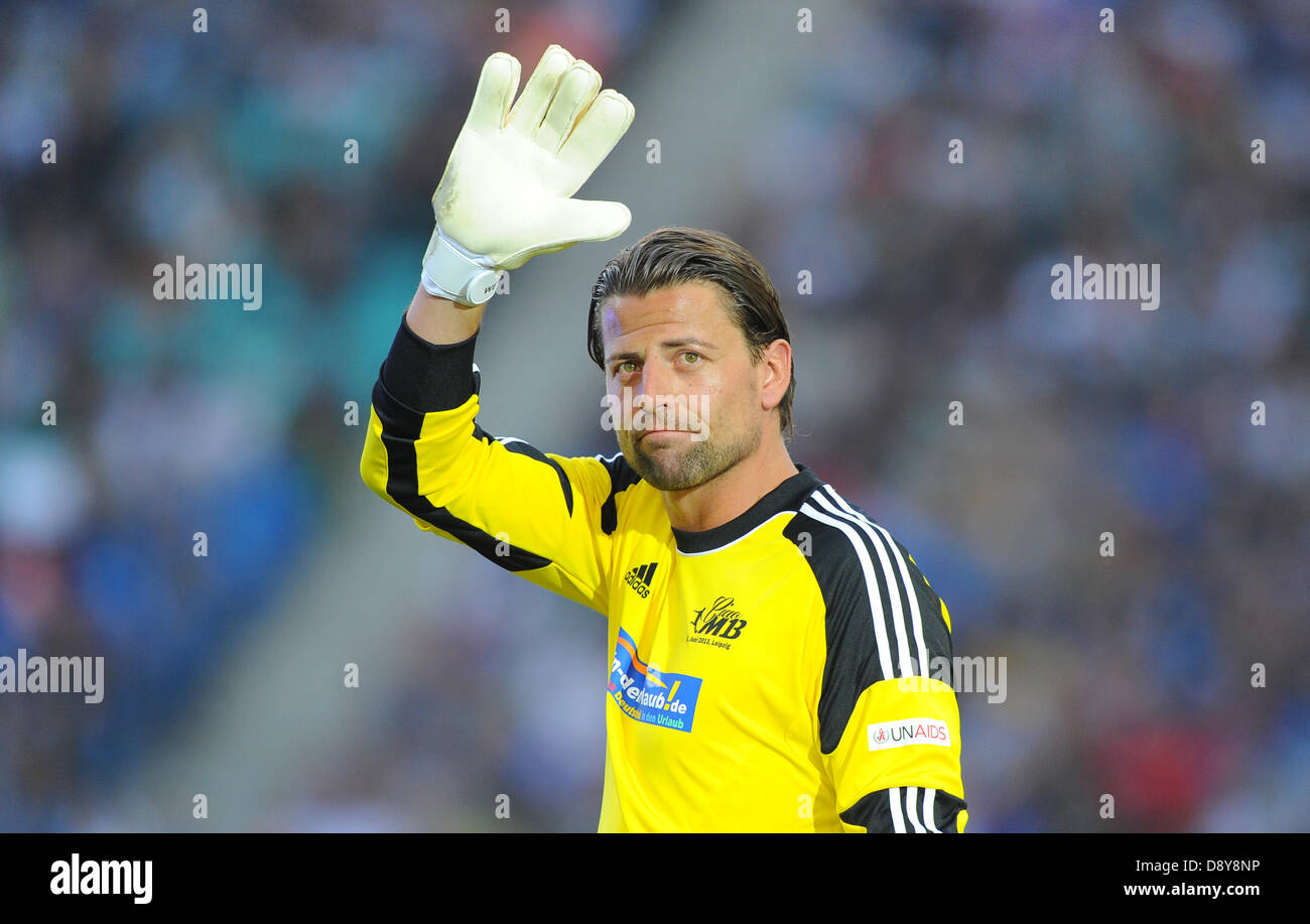 Roman Weidenfeller is pictured during Michael Ballack's farewell match at Red Bull Arena in Leipzig, Germany, 05 June 2013. Photo. Thomas Eisenhuth Stock Photo