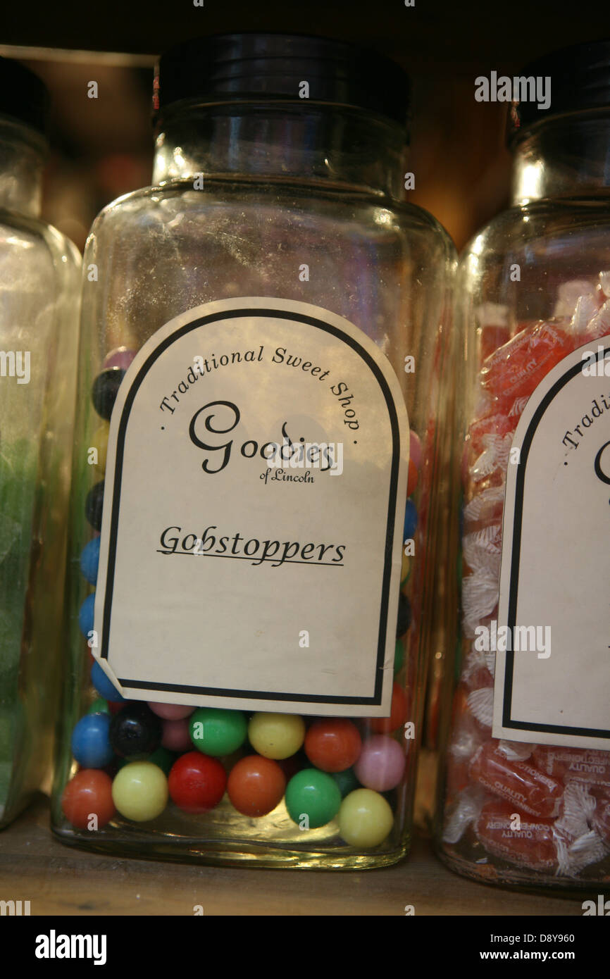 Gobstoppers sweets and confectionery in a jar Stock Photo