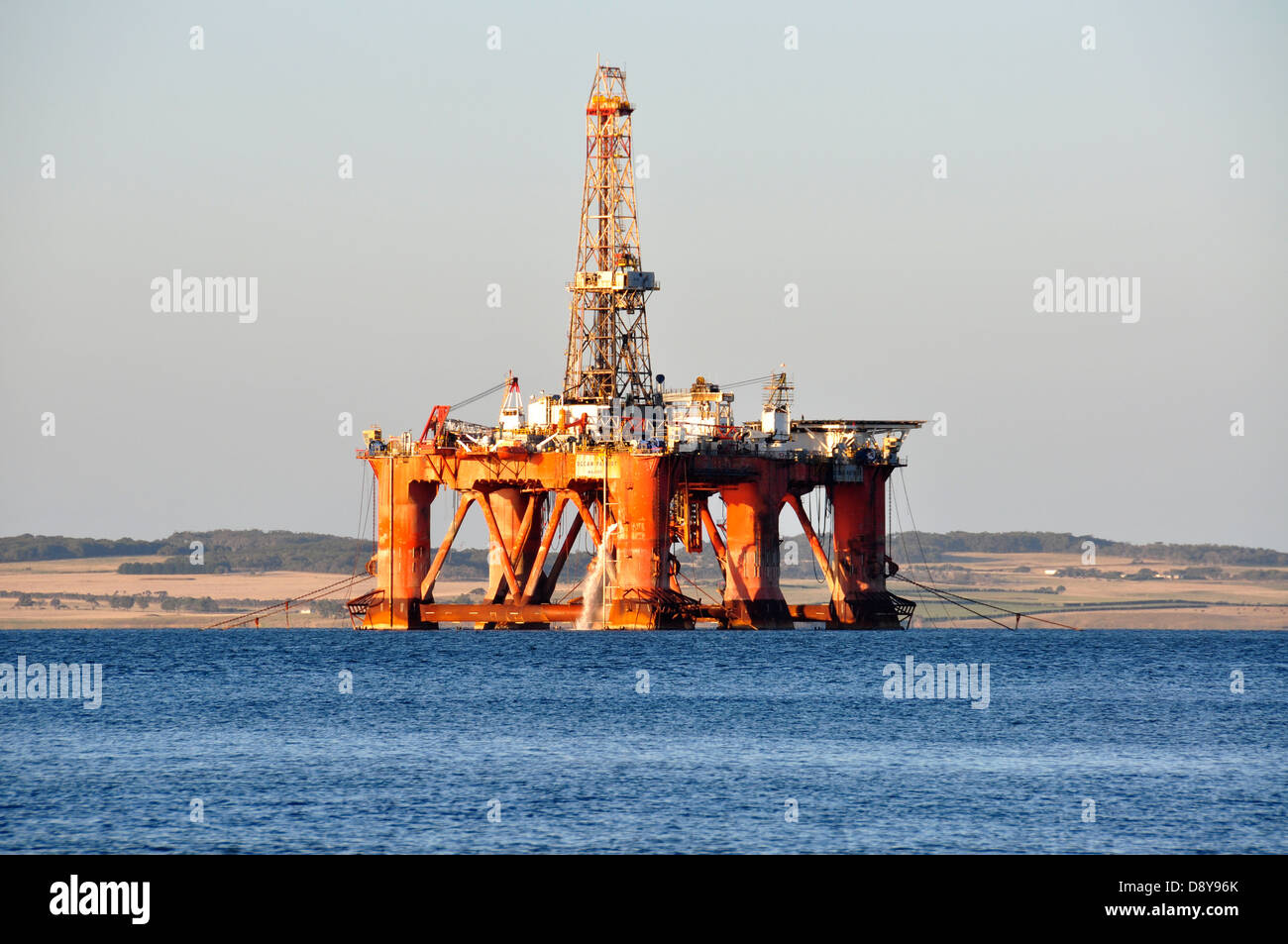 off shore oil rig platform on ocean  Western Port Phillip island Cowes Australia Stock Photo