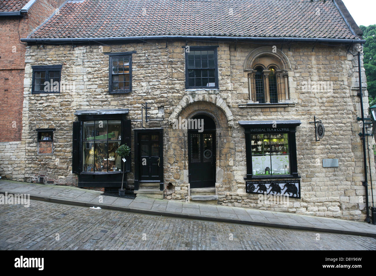 Tea shop steep hill Lincoln Stock Photo Alamy