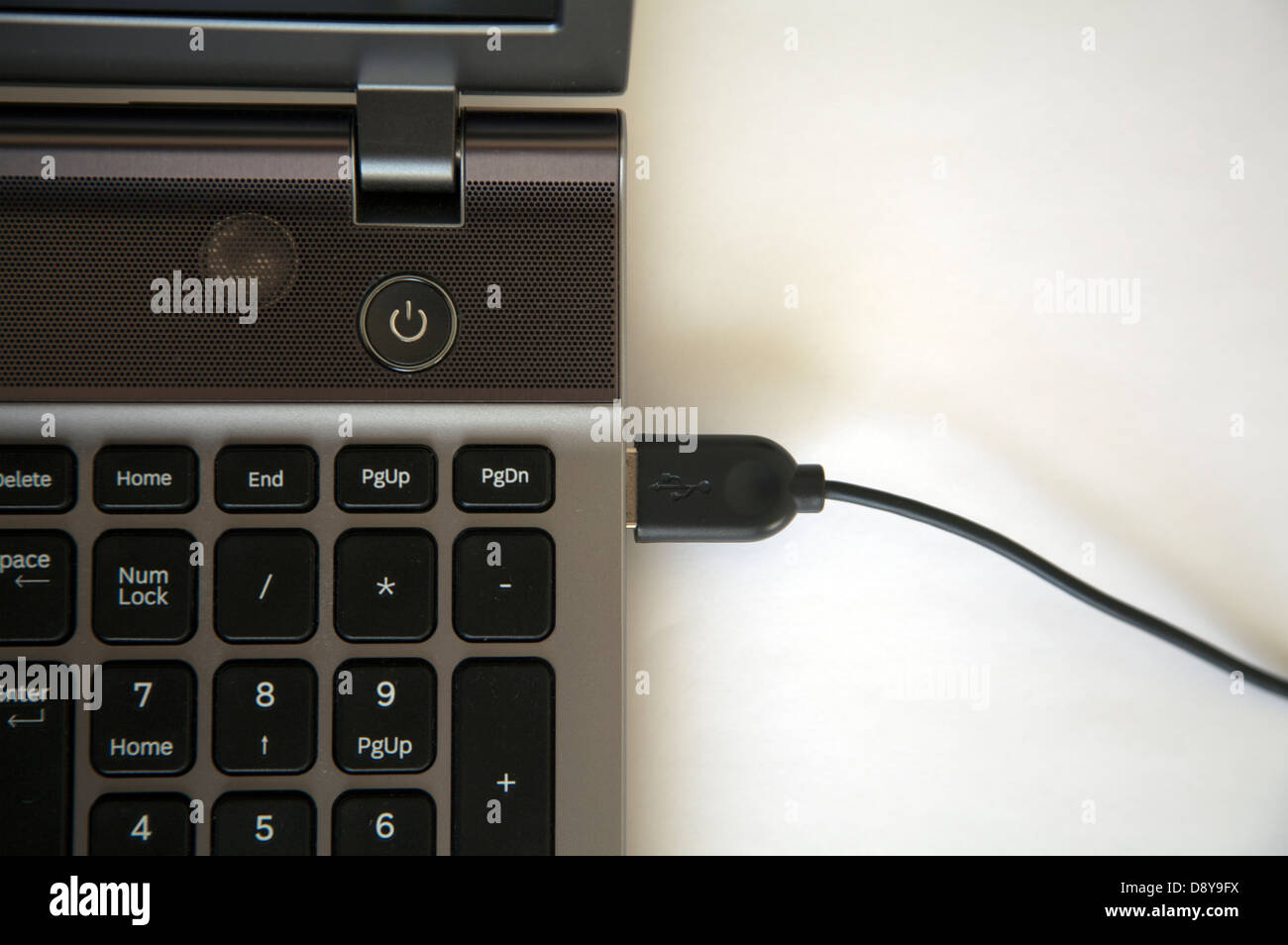 Laptop Keyboard Power Button and USB Port Attached Stock Photo - Alamy