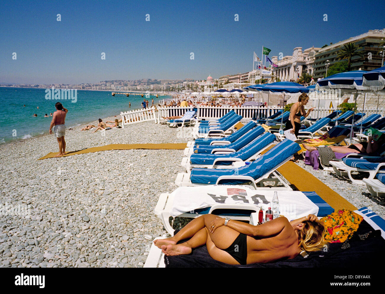 A pay beach at Promenade des Anglais Nice Cote d