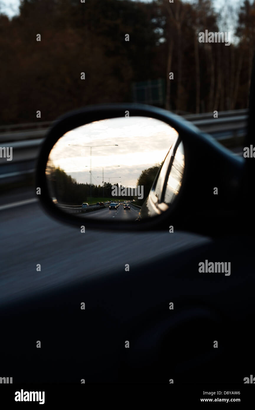 Rear-view window in the night Stock Photo - Alamy