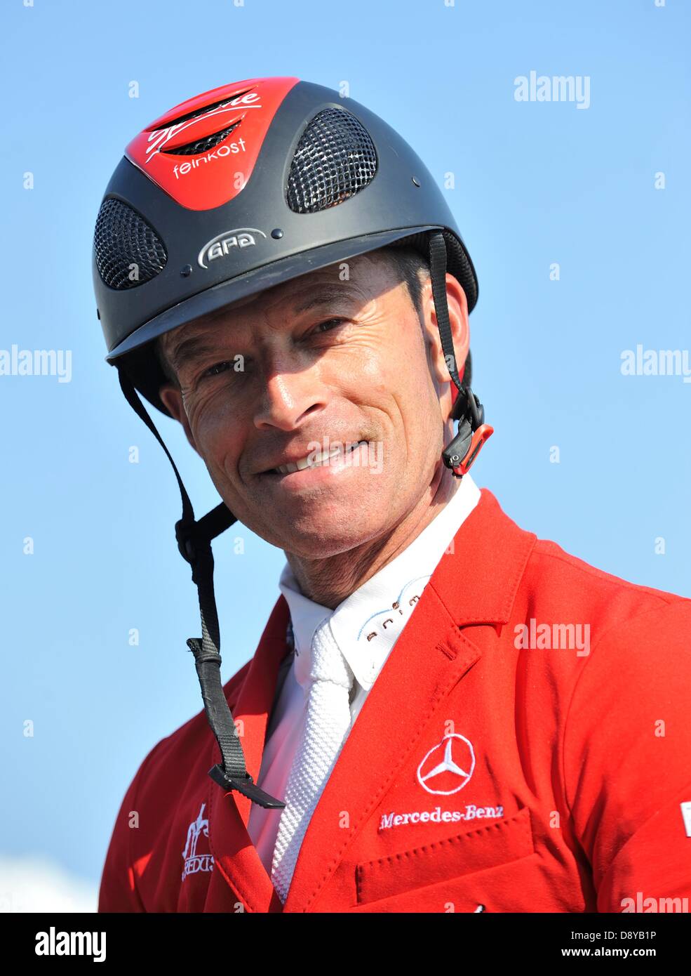London, UK. 6th June, 2013. Plus Schwizer [SUI] following his win in the CSI5* competition.   The 2013 Longines Global Champions Tour.  Stephen Bartholomew/Stephen Bartholomew Photography/Alamy Live News Stock Photo