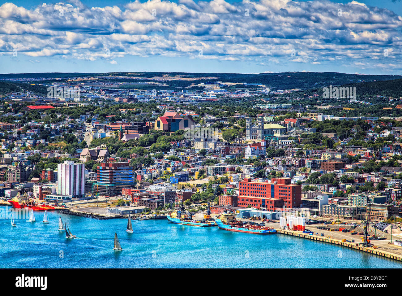 View of Saint John's Harbour from Signal Hill, Newfoundland, Canada Stock Photo