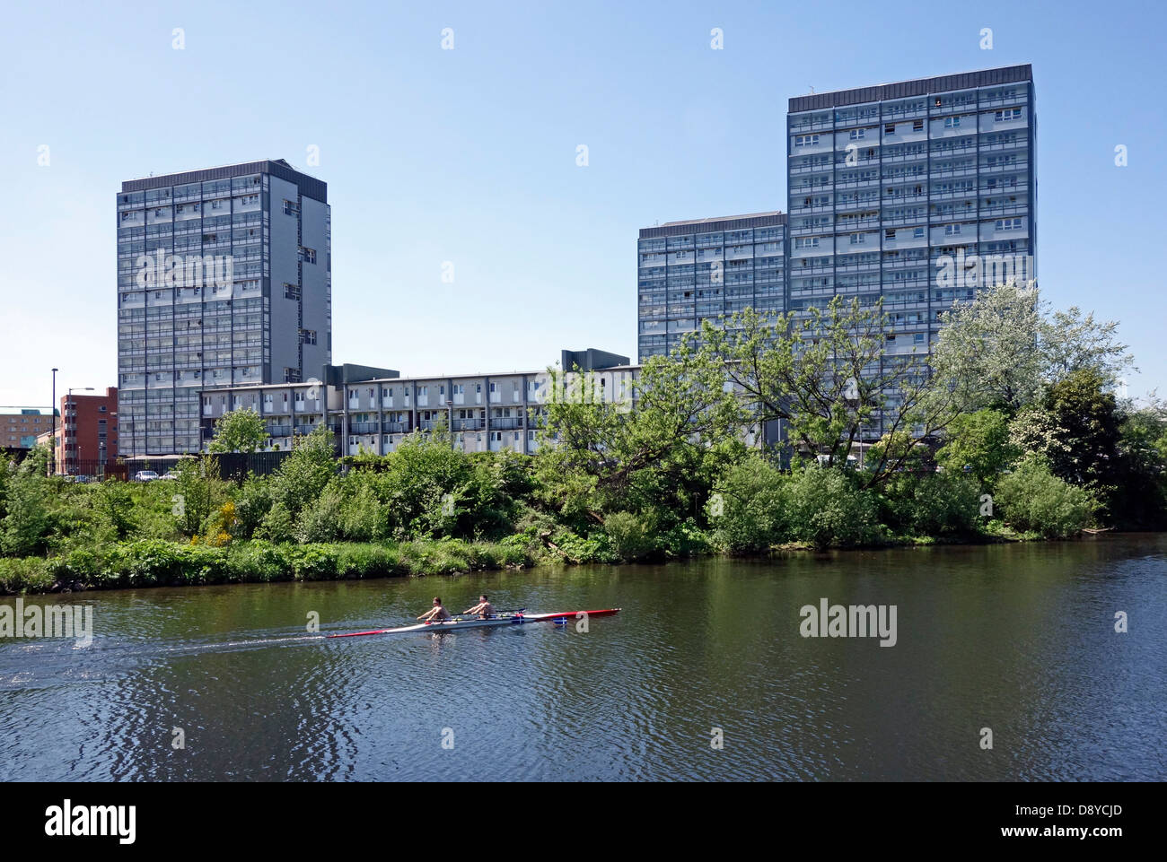 Adelphi Street high rise flats in Gorbals by River Clyde opposite