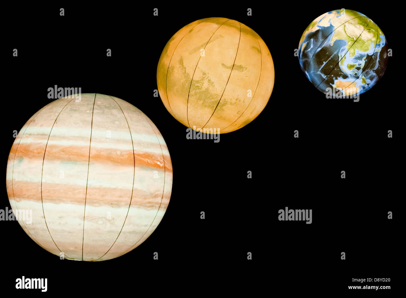 Planets of Solar System: earth, mars, jupiter Stock Photo