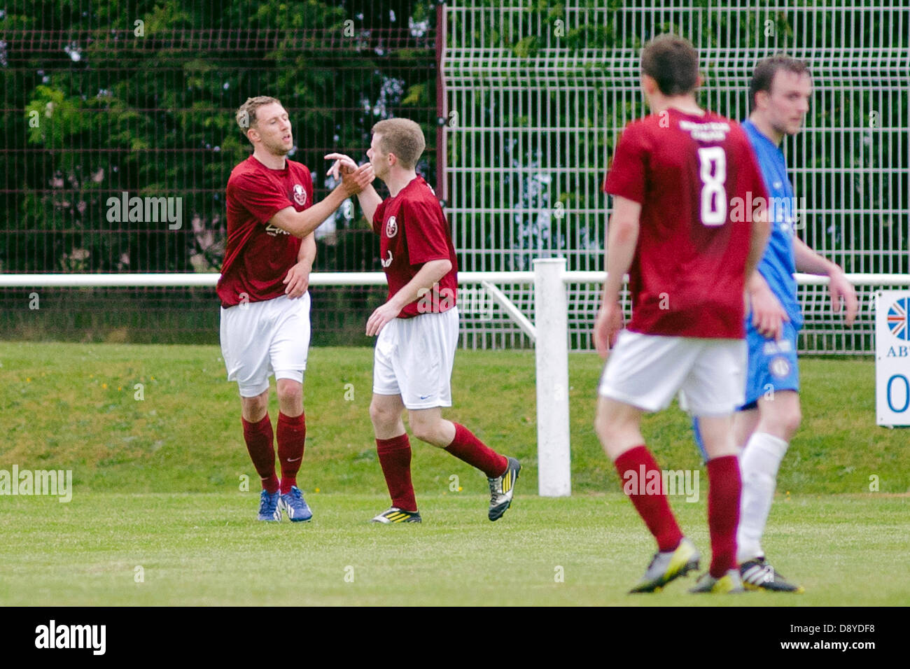 Kelty, Fife, Scotland, UK. 5th June 2013. Neil McCabe (left) celebrate