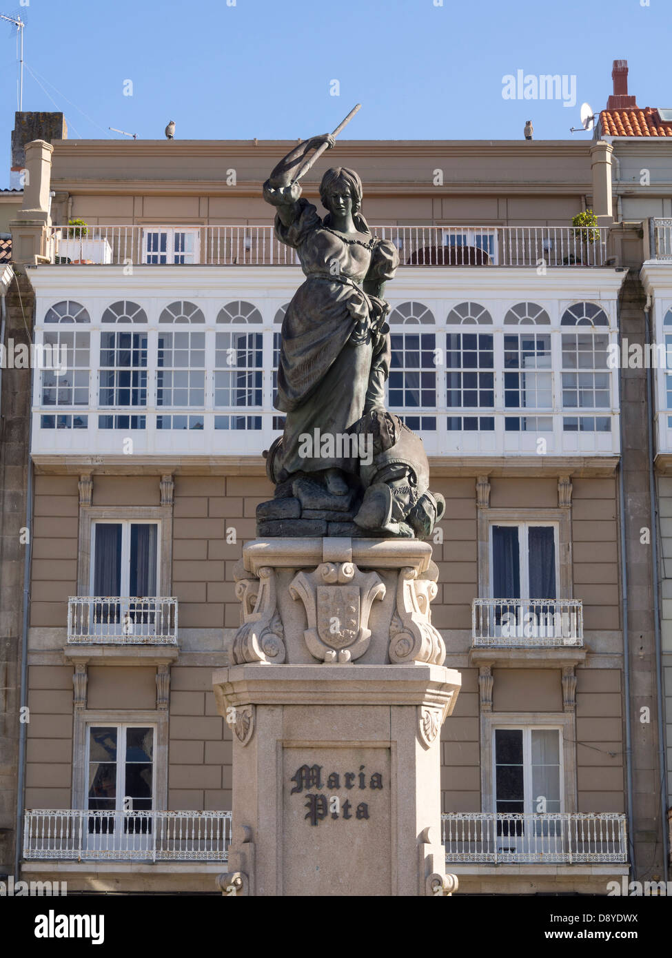 Maria Pita statue at the Plaza de Maria Pita, La Coruña, Galicia, Spain, Europe Stock Photo