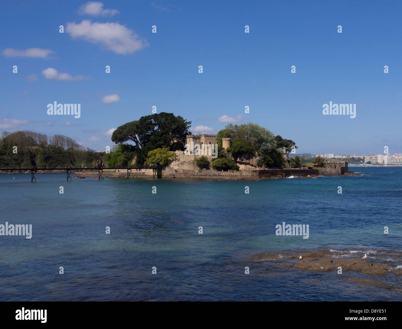 Santa Cruz castle in the island of Santa Cruz, near La Coruna, Spain