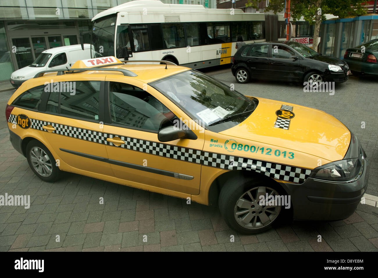 Yellow Taxi Cab Car HGT Hasselt Belgium Europe EU Stock Photo