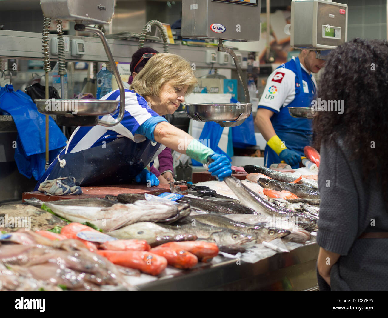 Fish market at the Mercado de La Plaza de Lugo marketplace in La Coruña ...