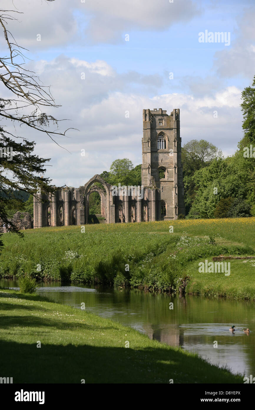 Fountains Abbey and gardens near Ripon North Yorkshire England Stock