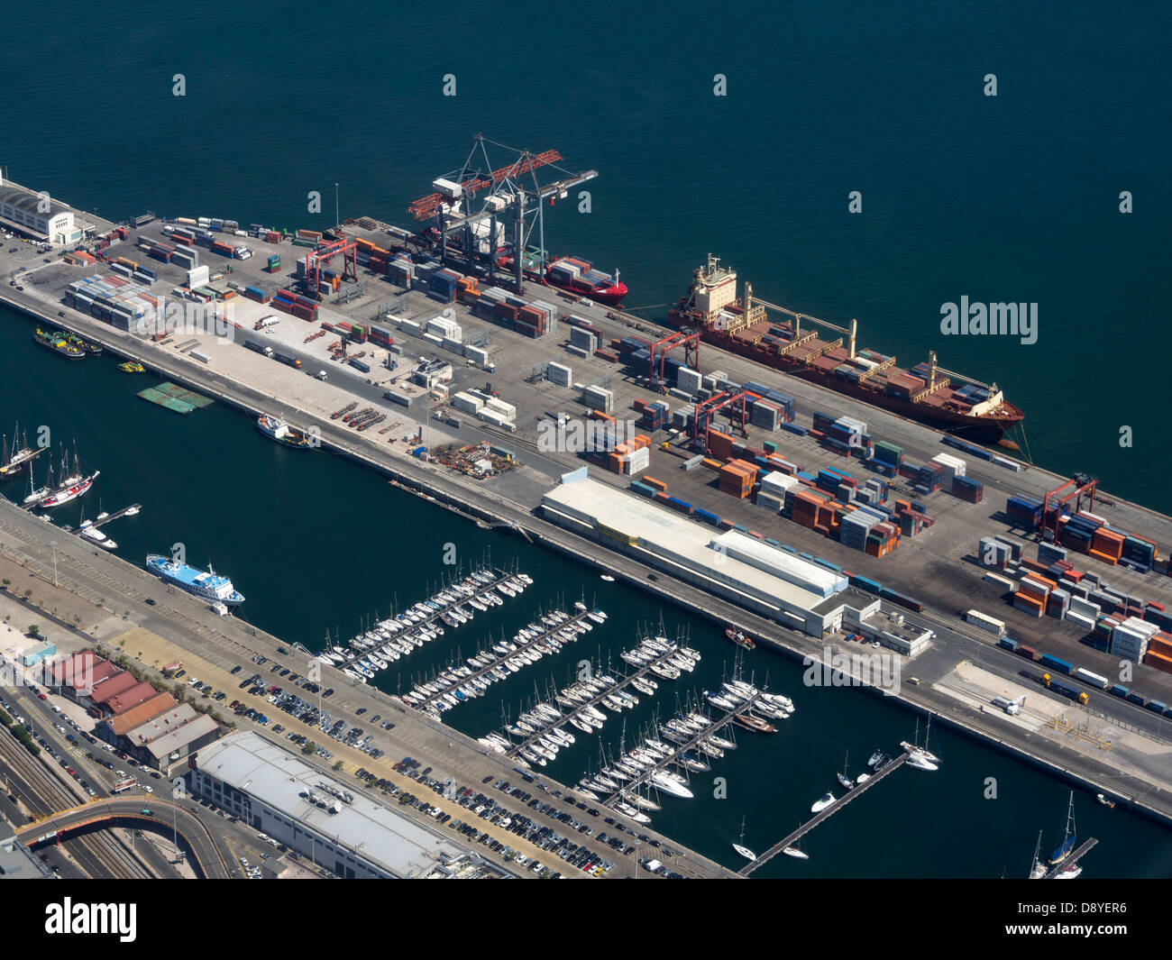 Aerial view of harbour port Stock Photo - Alamy