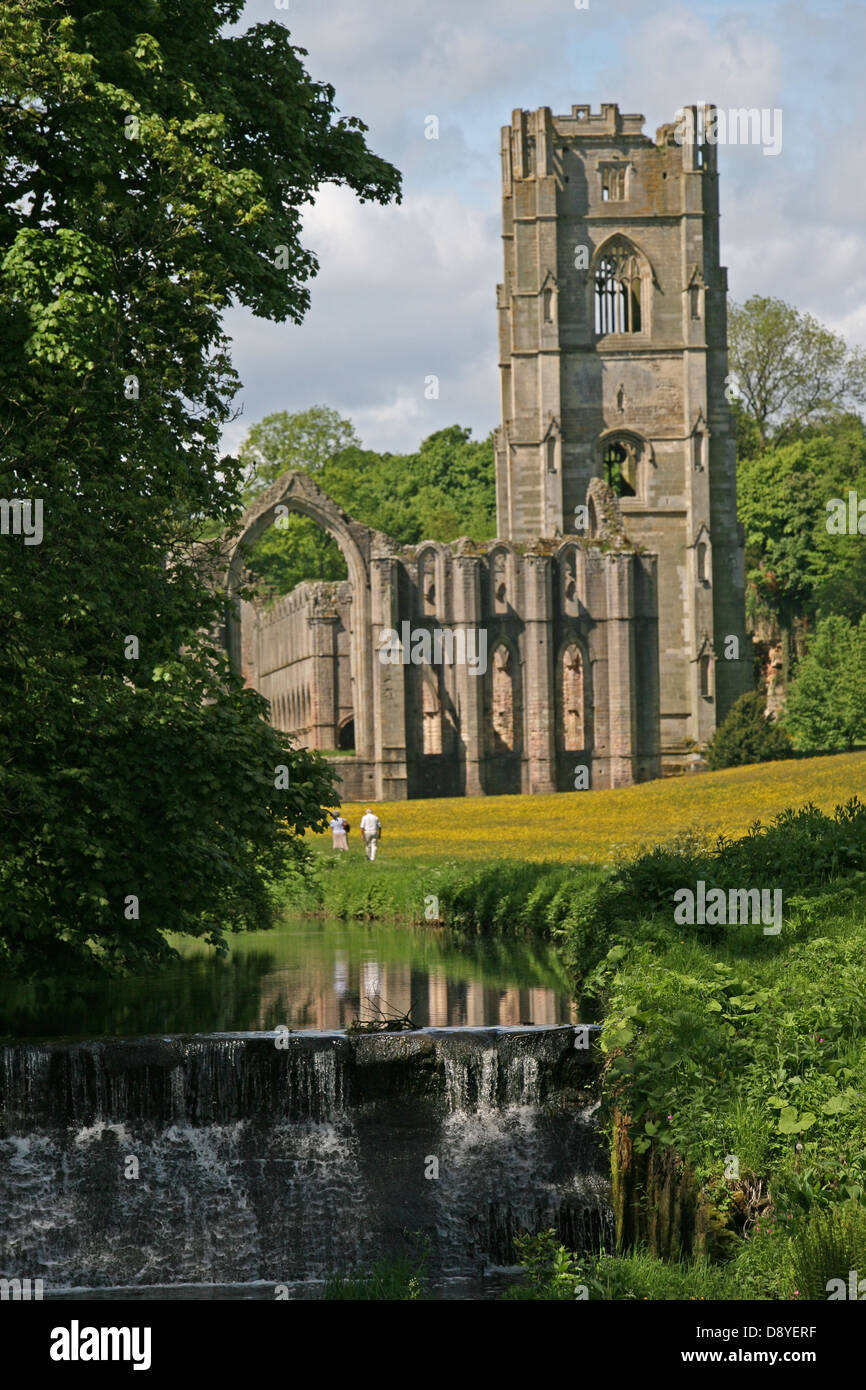 Fountains Abbey and gardens near Ripon North Yorkshire England Stock