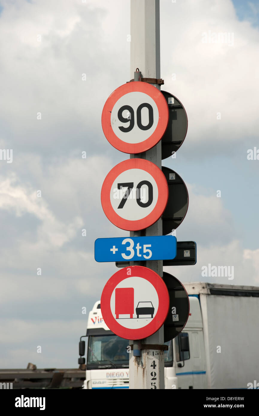 European Road Speed Limit Sign Machelen Brussels Bruxelles Belgium Europe Stock Photo
