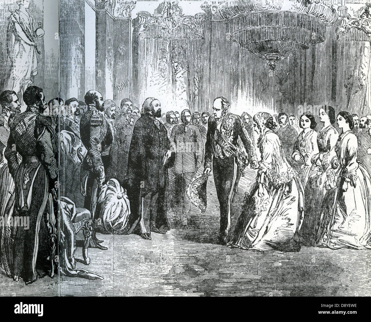 SULTAN OF TURKEY visits the British Embassy in Constantinople in 1856 meet Sir Stratford Canning here with his second wife Eliza Stock Photo