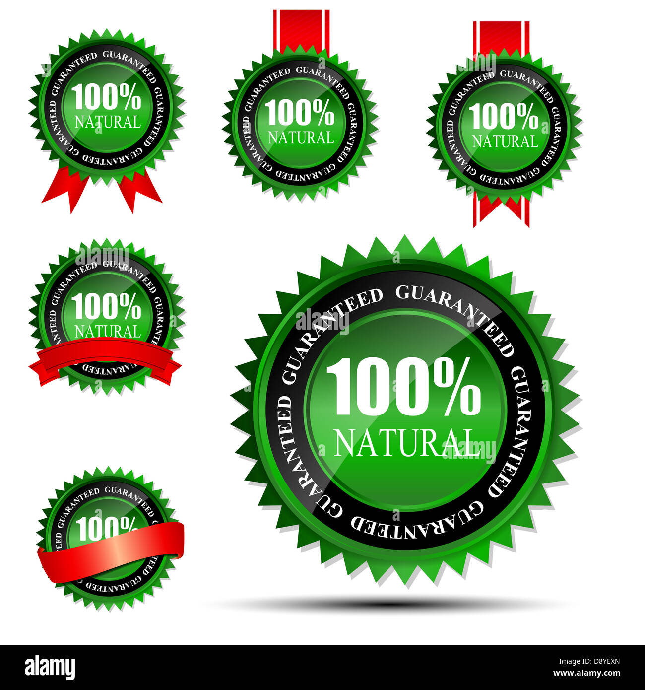 100% natural green label isolated on white.vector illustration Stock Photo