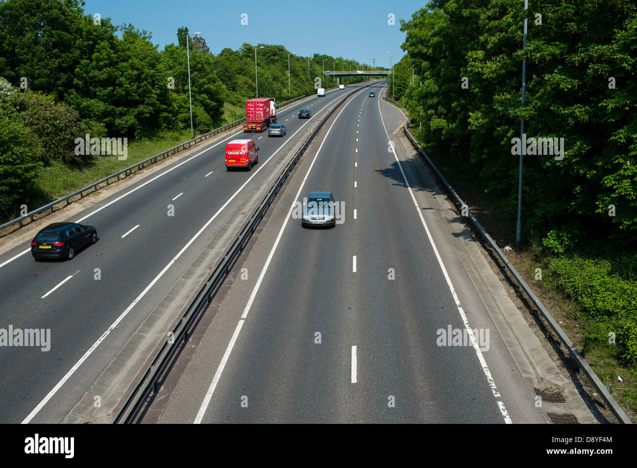 A12 Essex, UK. Vehicles using the outside lane on dual carriageway when ...