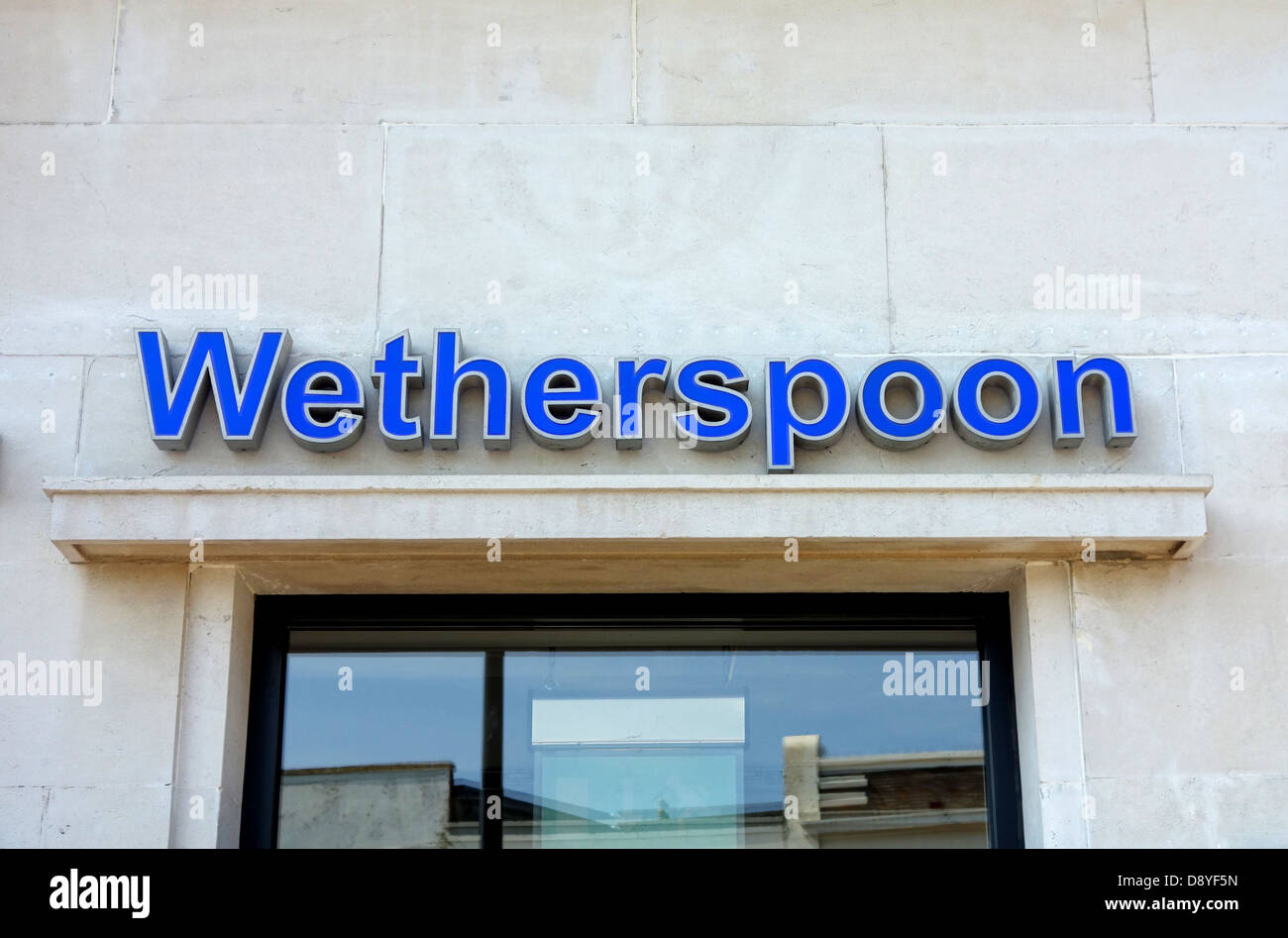 Wetherspoon sign over the door of a Wetherspoons establishment Stock Photo