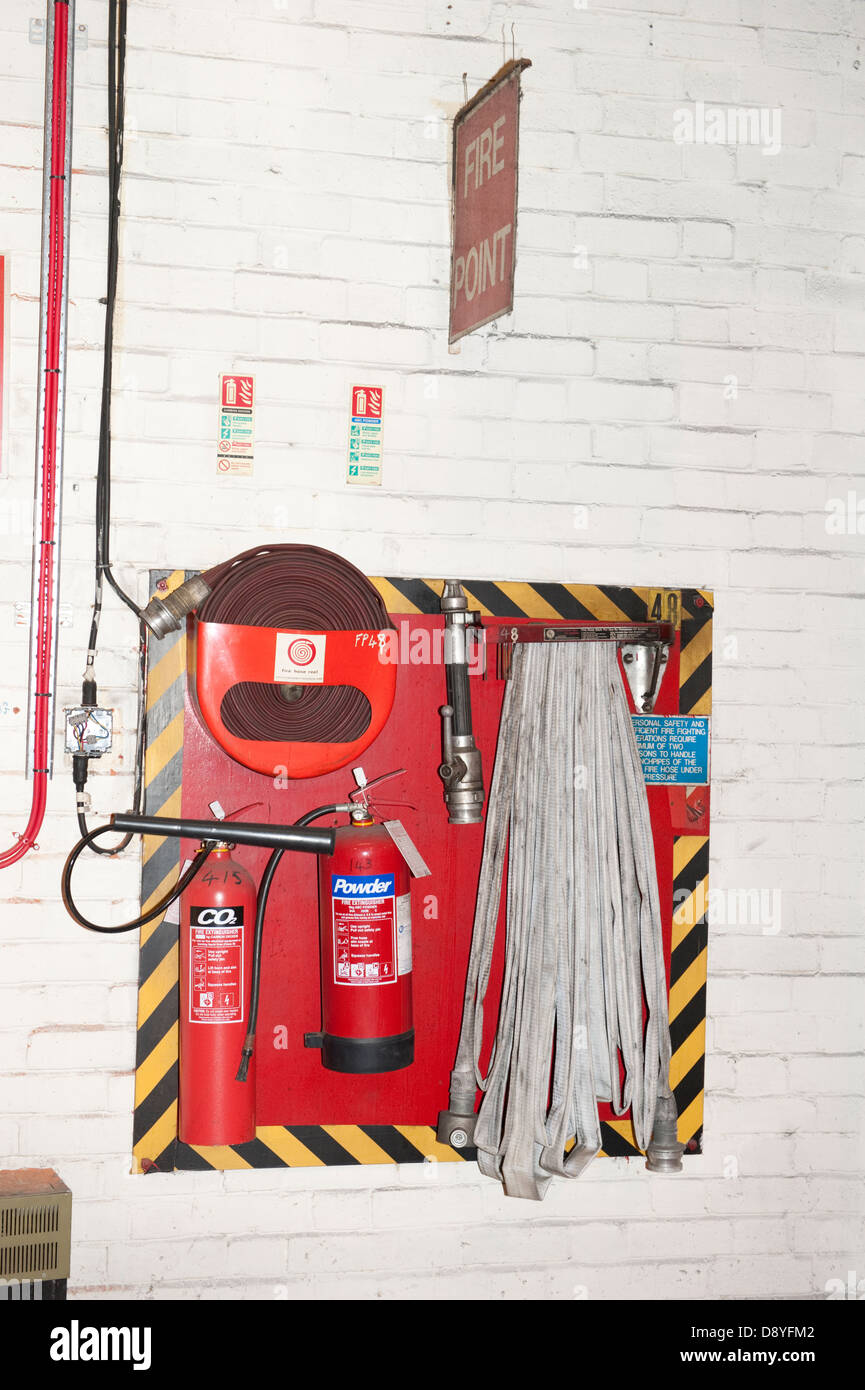 Factory Fire Hose Point Reel Extinguishers Stock Photo