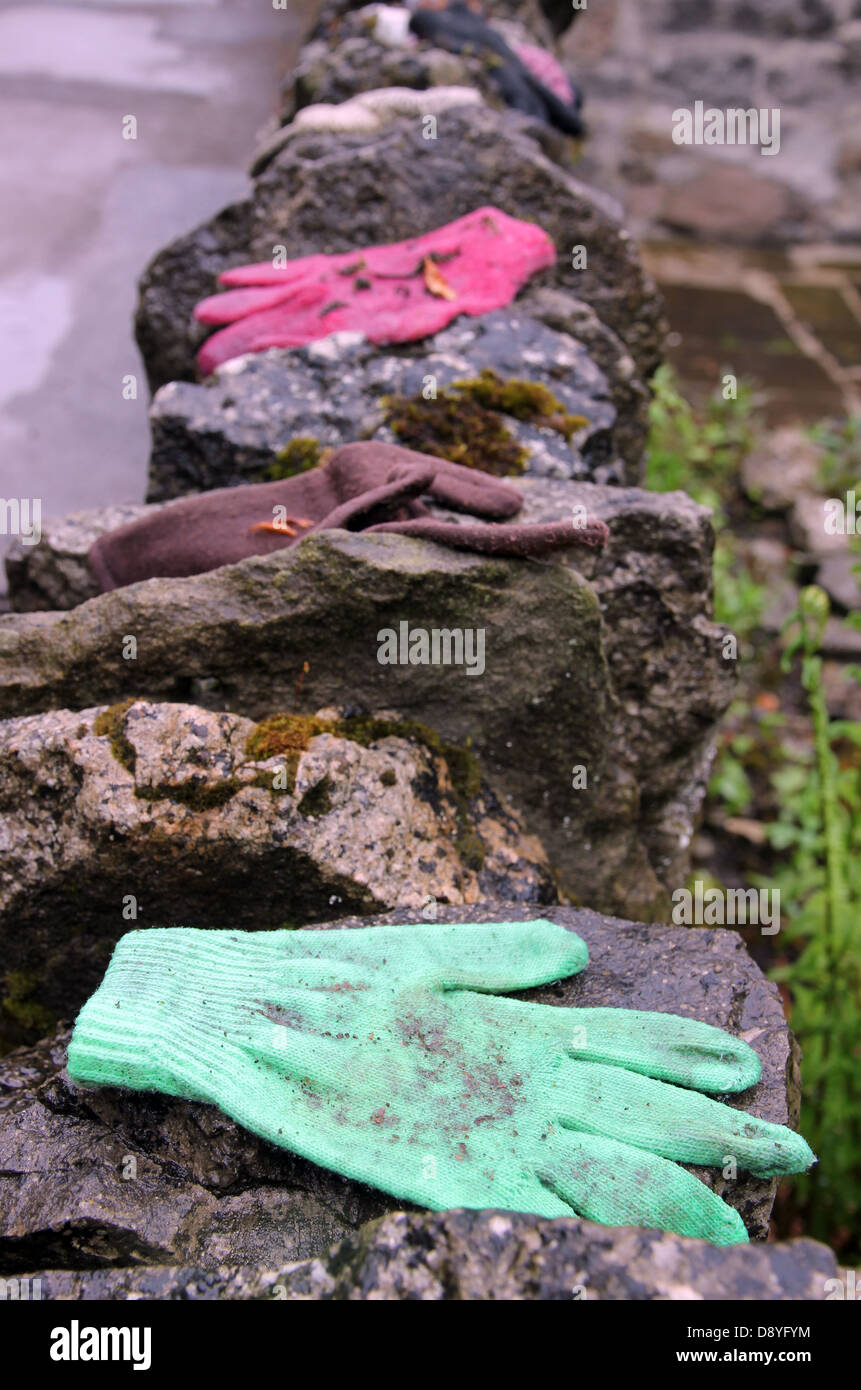 abandoned gloves Stock Photo
