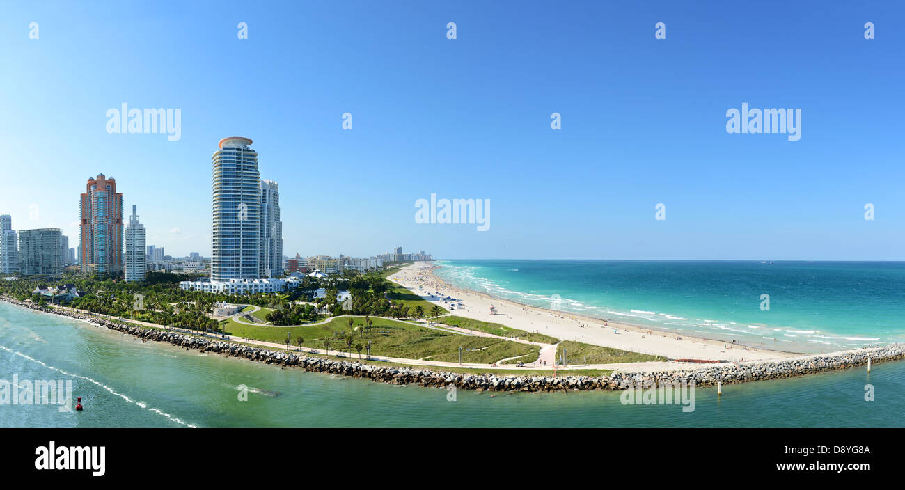 Panoramic aerial view of South Miami Beach during sunny day Stock Photo