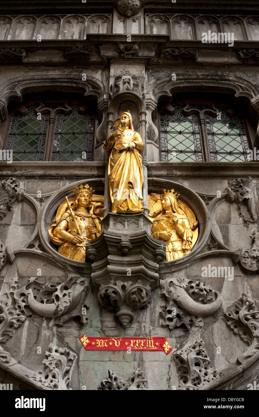 Gold Leaf carved Statue Brugge Belgium Europe Stock Photo