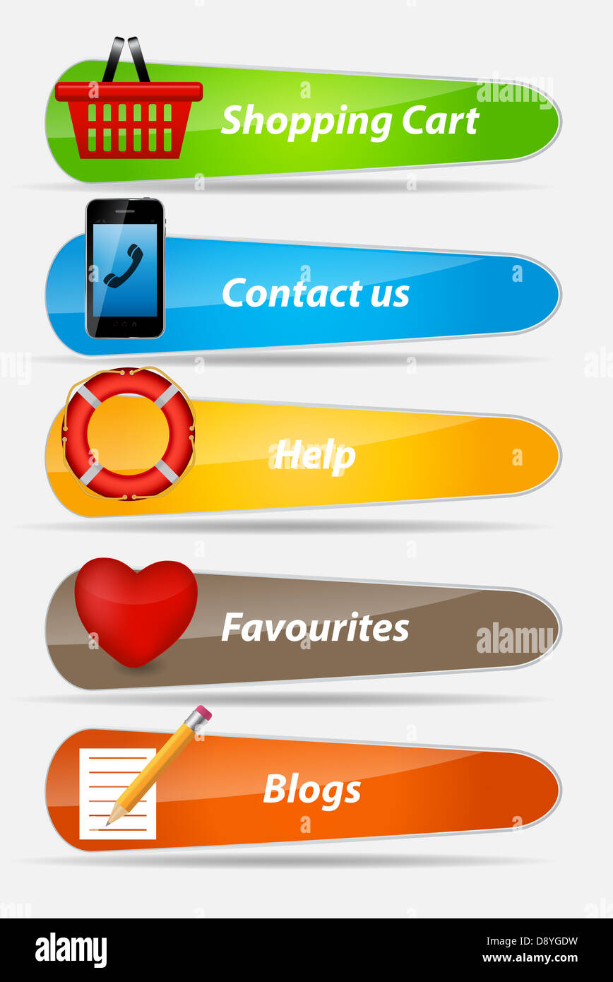 Set of Buttons with icons vector illustration Stock Photo - Alamy