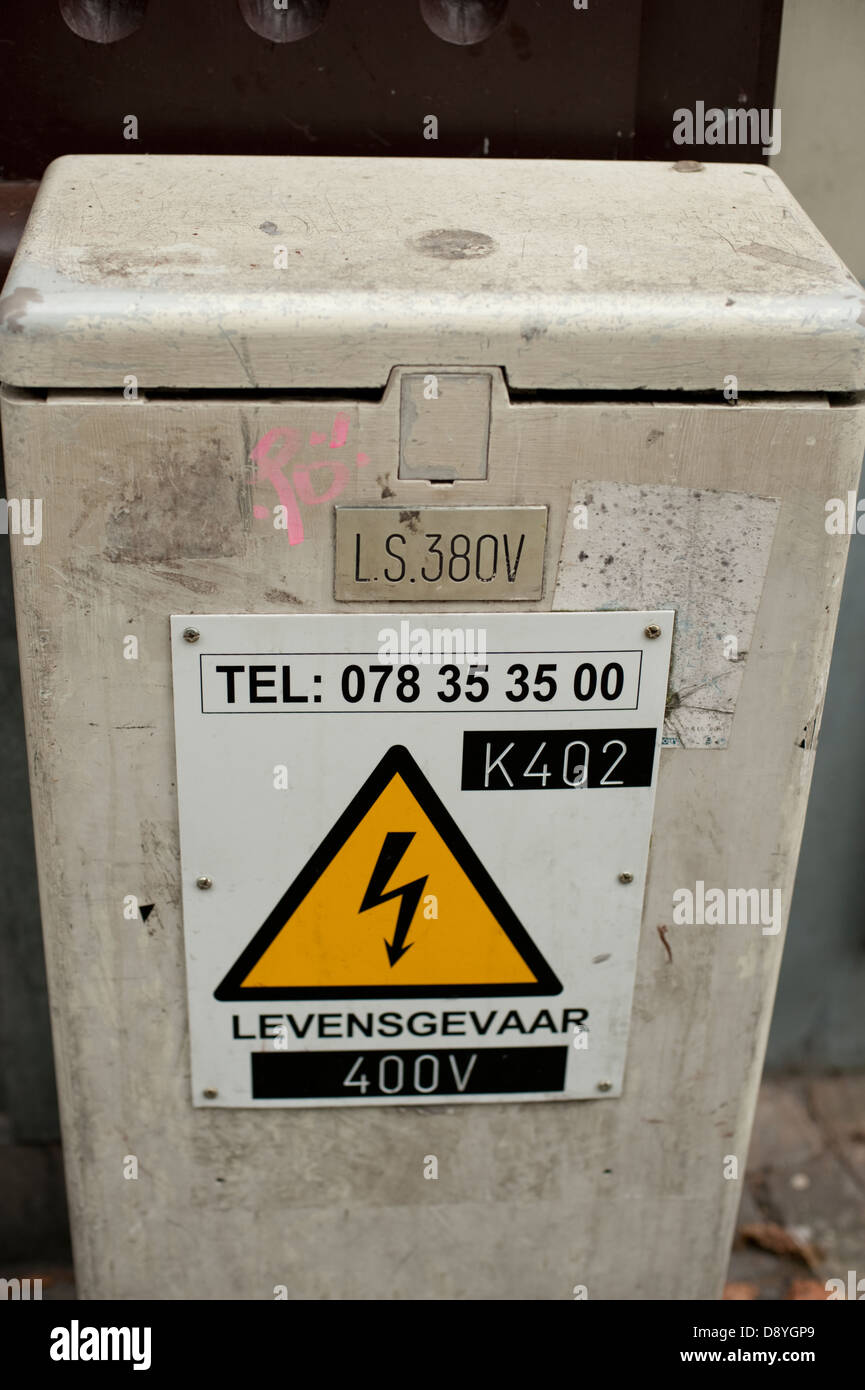 High Voltage Electricity Levensgevaar Brugge Belgium Europe Stock Photo