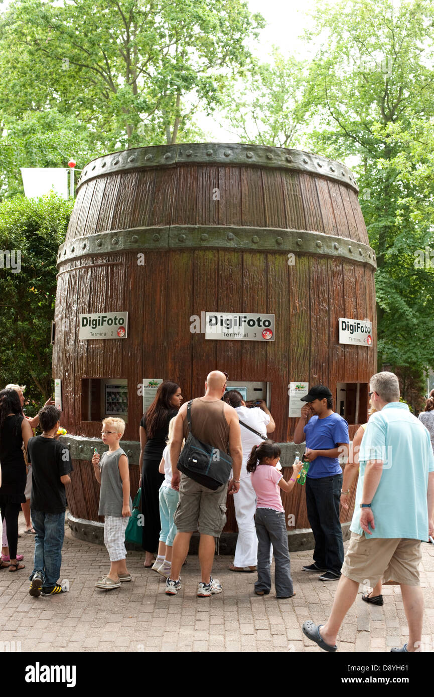 Digifoto booth in shape of huge big barrel Wassenaar Holland Netherlands Stock Photo