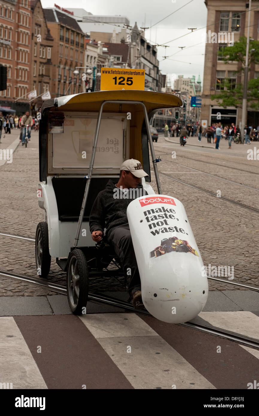 Pedallo Tourist Bicycle Taxi Amsterdam Holland Netherlands Europe Stock Photo