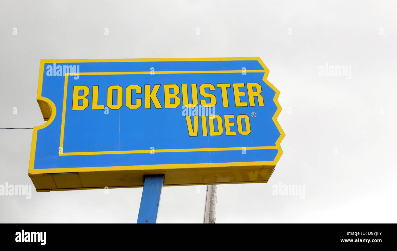 The Blockbuster Video Sign in Sydney, Nova Scotia. Stock Photo