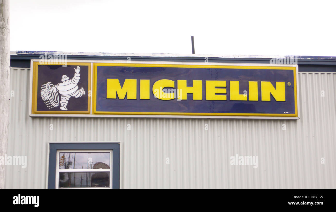The Michelin Tire Sign in Sydney, Nova Scotia. Stock Photo