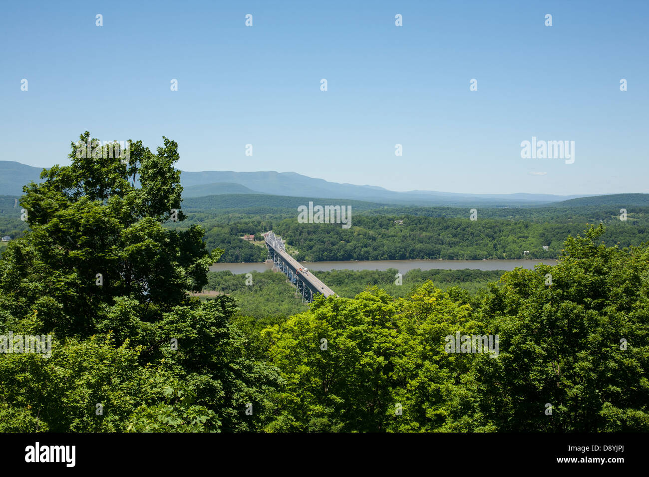 The view of the Hudson River and the Catskill Mountains which Frederic Church could see from his home, Olana, in Hudson, NY. Stock Photo