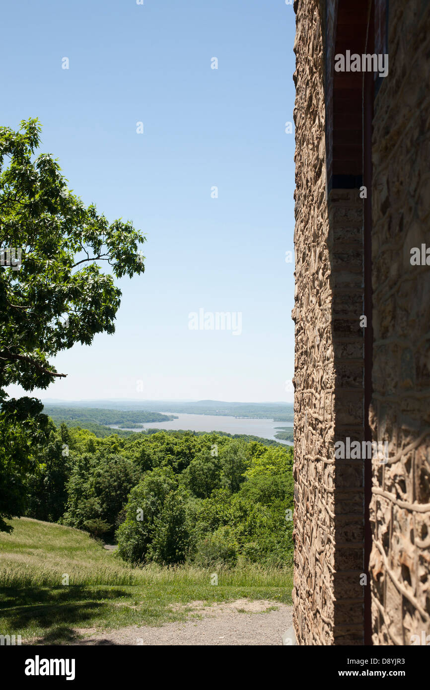 The view of the Hudson River and the Catskill Mountains which Frederic Church could see from his home, Olana, in Hudson, NY. Stock Photo