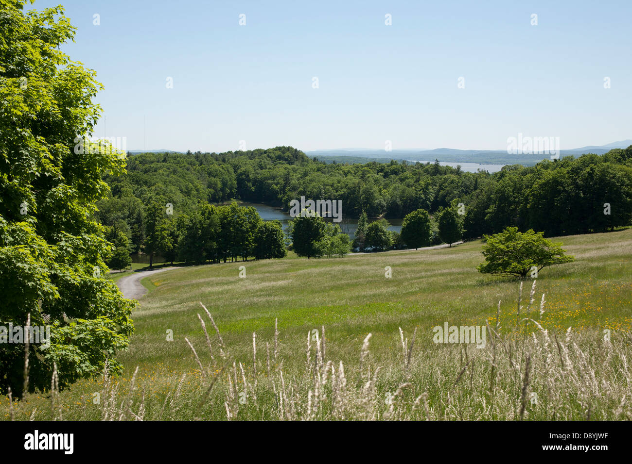 The view of the Hudson River and the Catskill Mountains which Frederic Church could see from his studio at Olana in Hudson, NY. Stock Photo