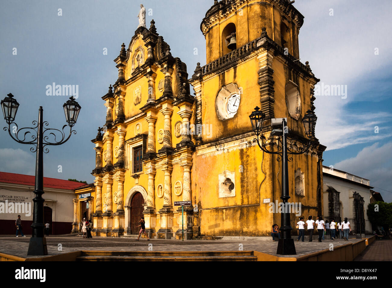 Iglesia La Recoleccion, Yellow church in Leon Nicaragua Stock Photo - Alamy