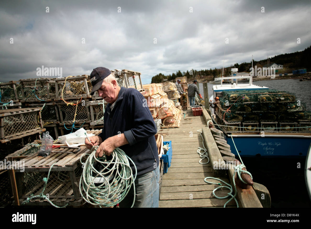 70yearold lobster fisherman Wilfred Horton Prepares his Lobster Traps