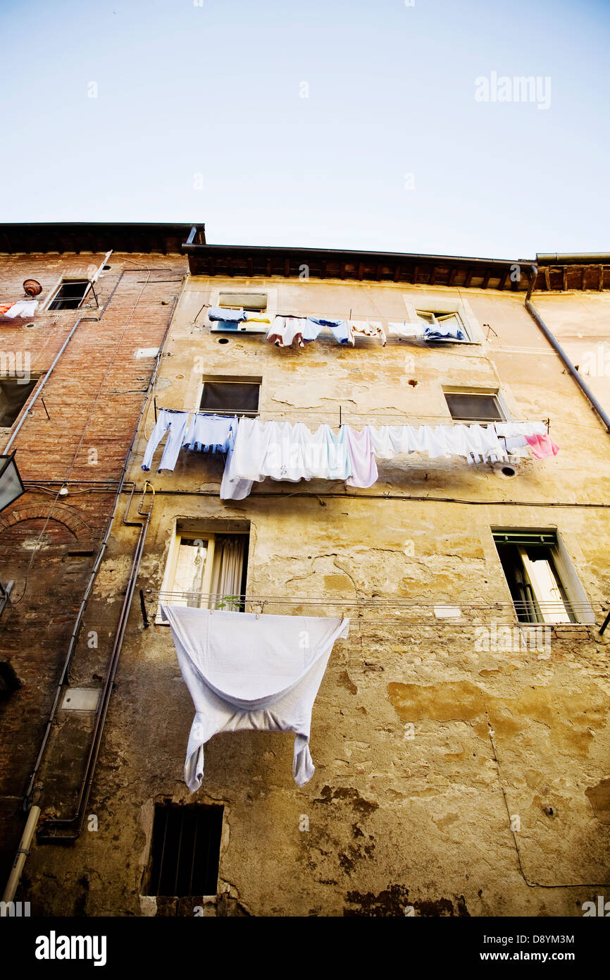 Clothes lines outside a tower block, Italy Stock Photo Alamy