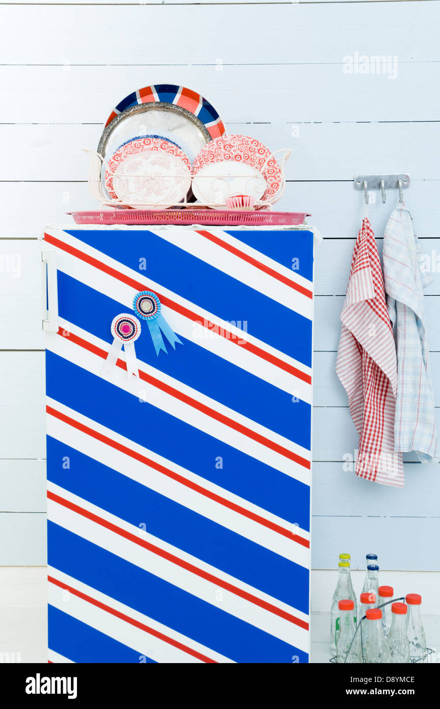 A striped refrigerator, Sweden Stock Photo Alamy